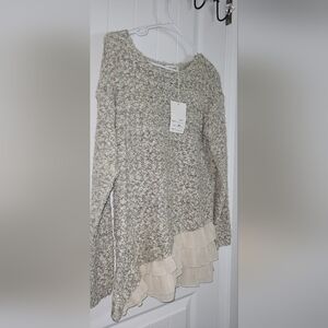 Miracle Cream Blouse with Bateau Neckline and 3/4 Sleeves